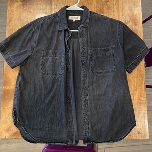 Madewell oversized faded black denim button up - Small